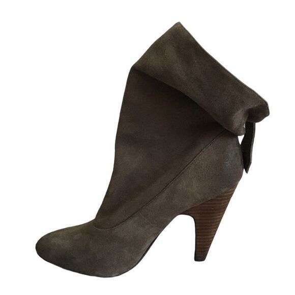 ASH Slouchy Suede Ankle Boots Cone Heel Taupe Grey 7.5 - Picture 4 of 13